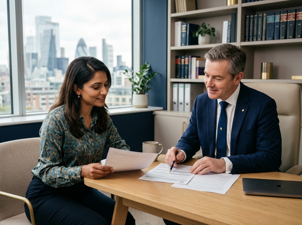 Wortley Legal Consultants consultation — advisors reviewing documents together in a modern office